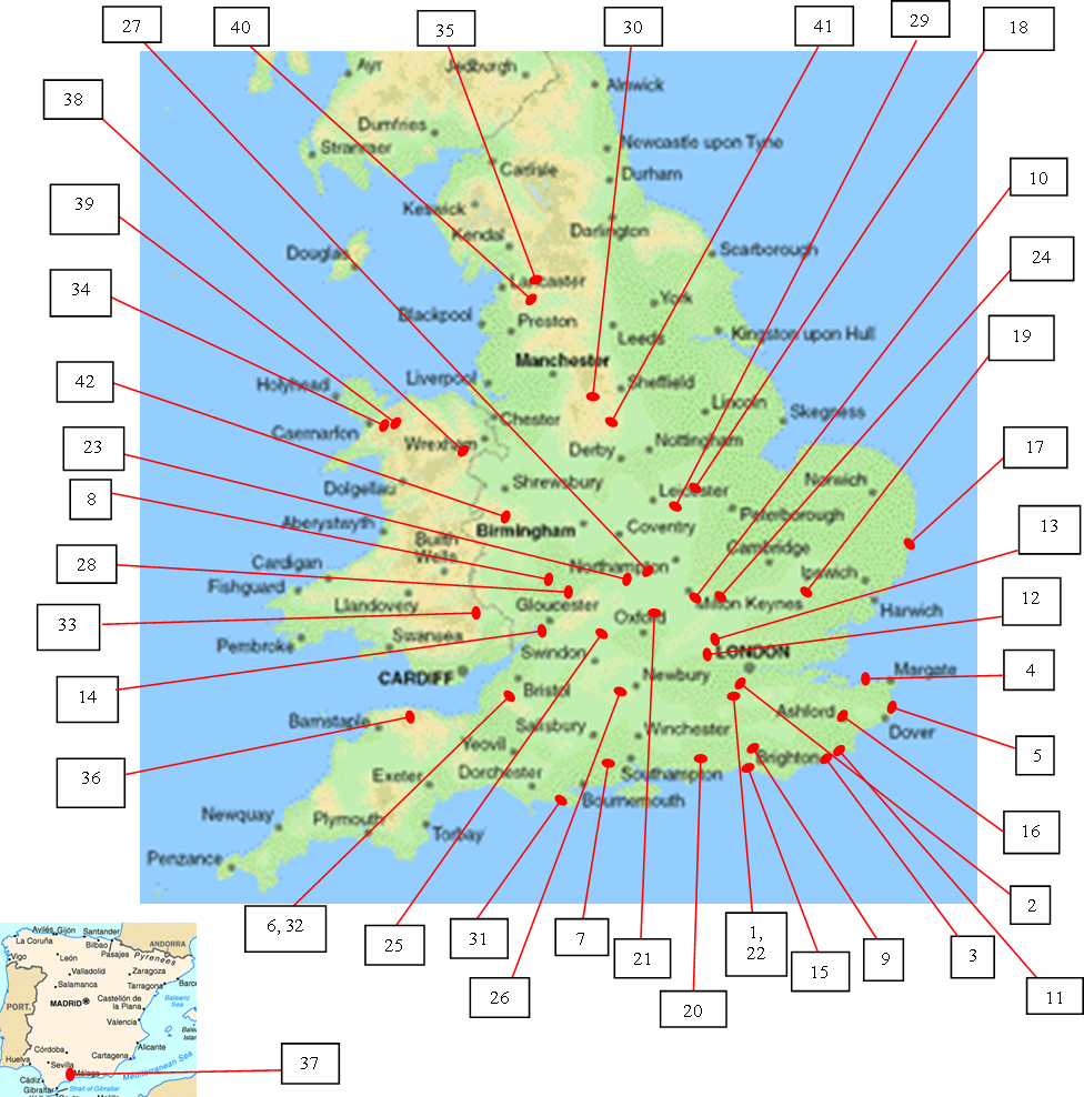 Map ofm hike locations